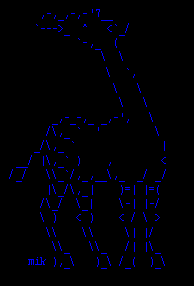 Eine Giraffe aus Ascii Zeichen, leider konnte ich sie nicht als nur text einbinden.